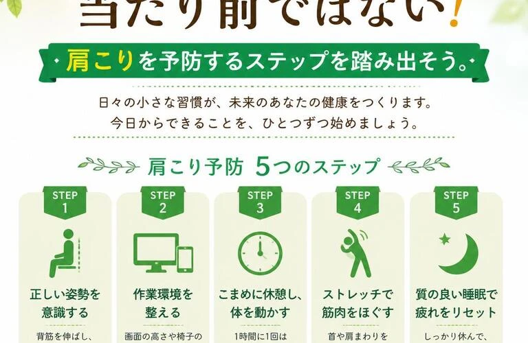 健康は当たり前ではない！肩こりを予防するステップを踏み出そう。