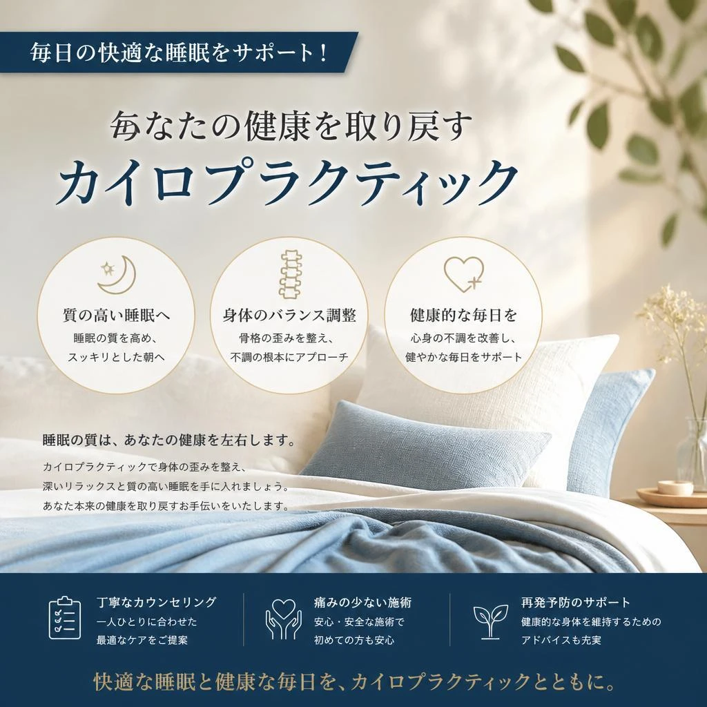毎日の快適な睡眠をサポート！あなたの健康を取り戻すカイロプラクティック