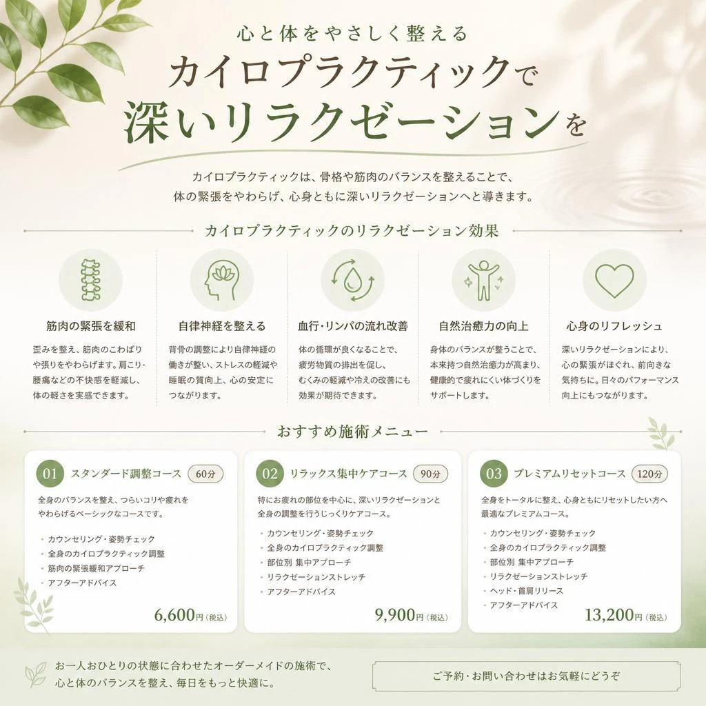 4. カイロプラクティックで得られるリラクゼーション