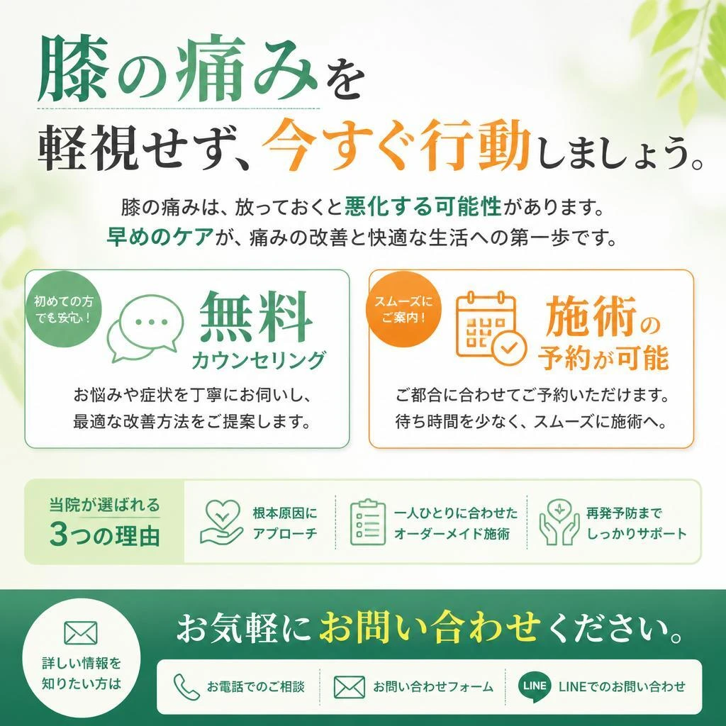 今すぐ予約！あなたの膝を守るために