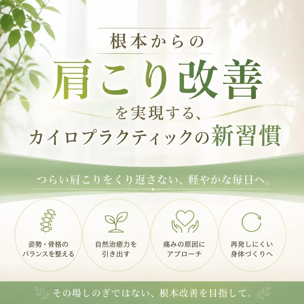 根本からの肩こり改善を実現する、カイロプラクティックの新習慣