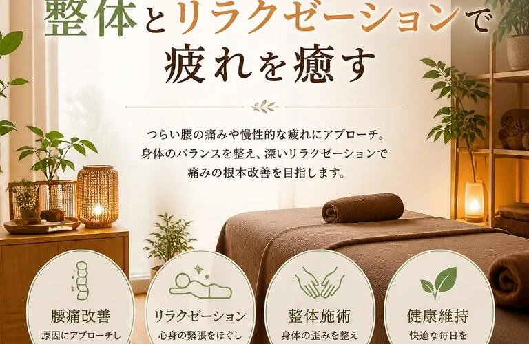 腰痛改善の鍵はここに！整体とリラクゼーションで疲れを癒す