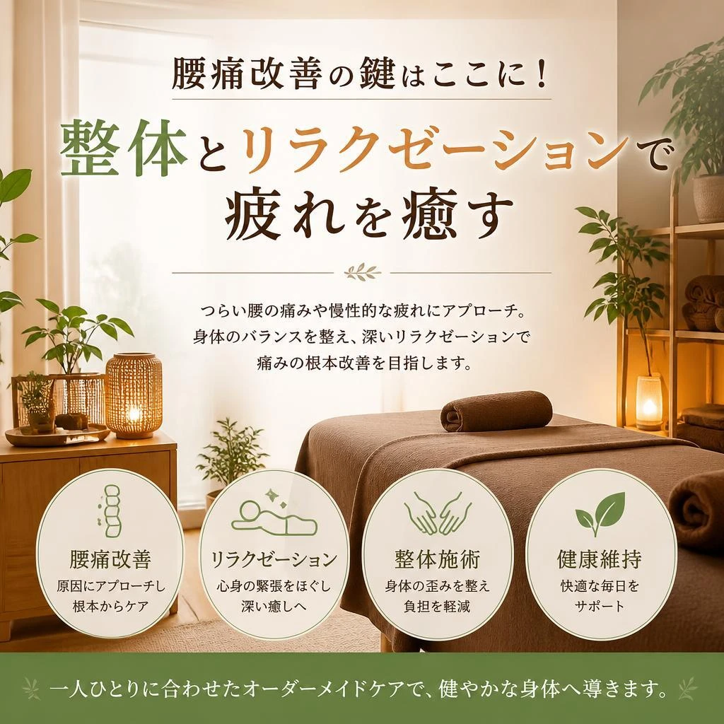 腰痛改善の鍵はここに！整体とリラクゼーションで疲れを癒す