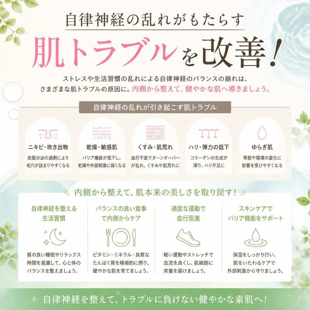 自律神経の乱れがもたらす肌トラブルを改善！