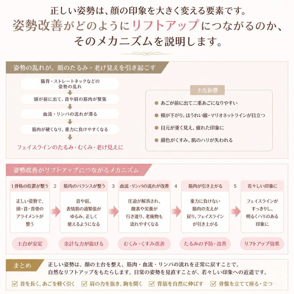 2. 姿勢改善によるリフトアップ効果