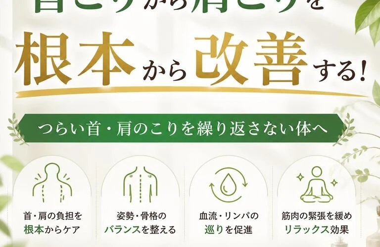 首こりから肩こりを根本から改善する！