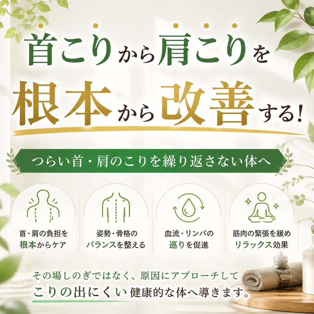 首こりから肩こりを根本から改善する！