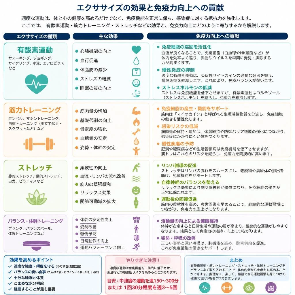 エクササイズの種類と効果