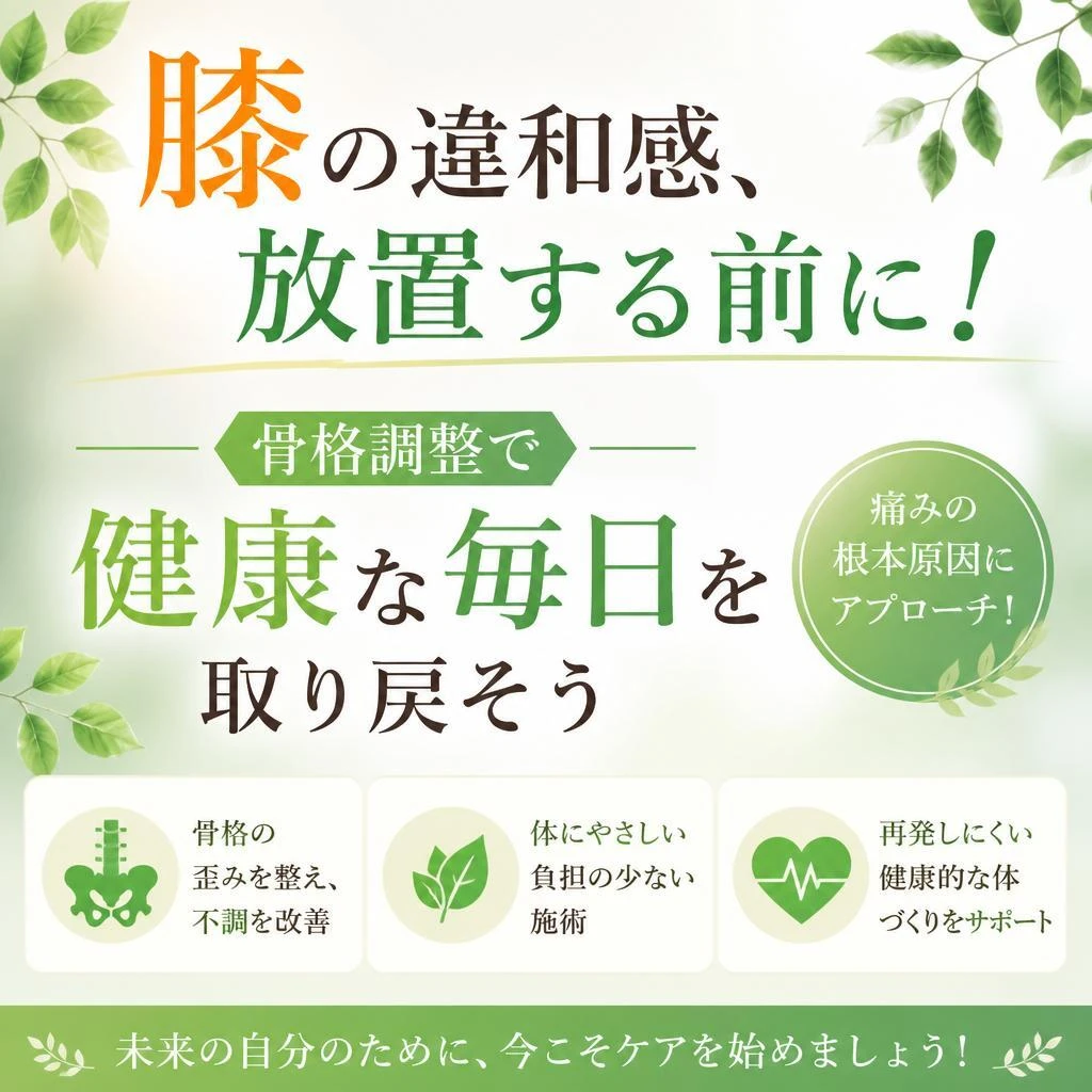 膝の違和感、放置する前に！骨格調整で健康な毎日を取り戻そう