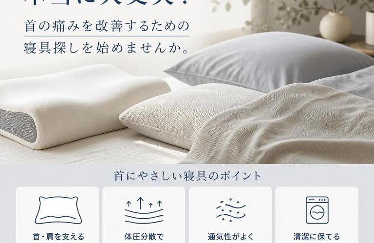 あなたの睡眠は本当に大丈夫？首の痛みを改善するための寝具探しを始めませんか。