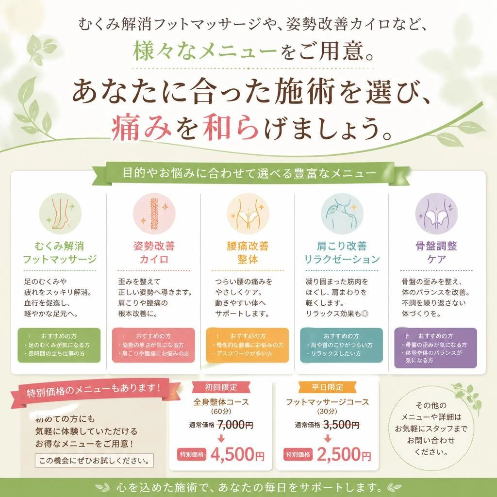 具体的な施術メニューの紹介