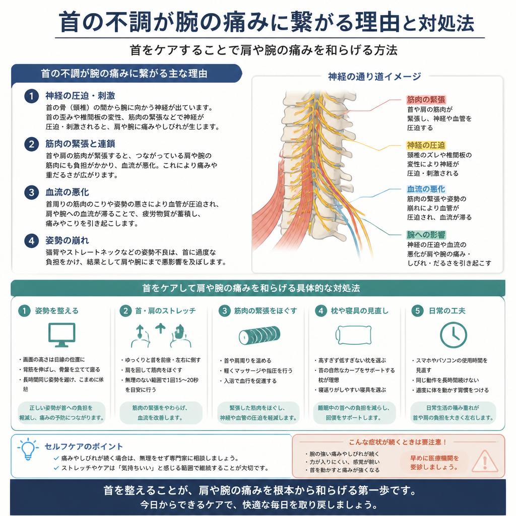 首の痛みと腕の痛みの関係