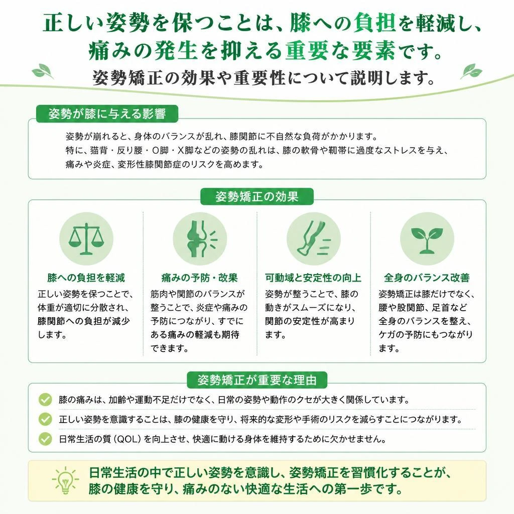 2. 姿勢改善による膝の負担軽減