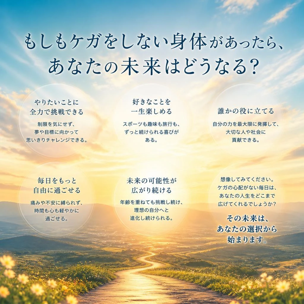 「もしもケガをしない身体があったら、あなたの未来はどうなる？」