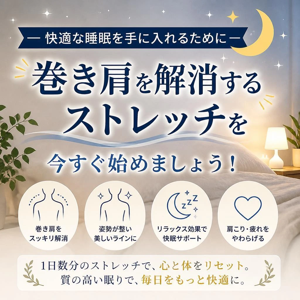 快適な睡眠を手に入れるために、巻き肩を解消するストレッチを今すぐ始めましょう！