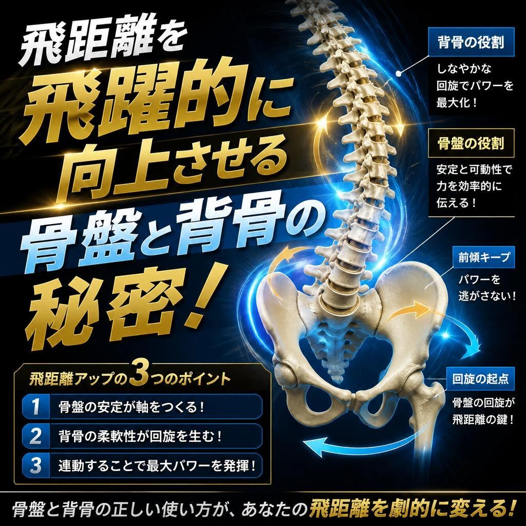 飛距離を飛躍的に向上させる骨盤と背骨の秘密！