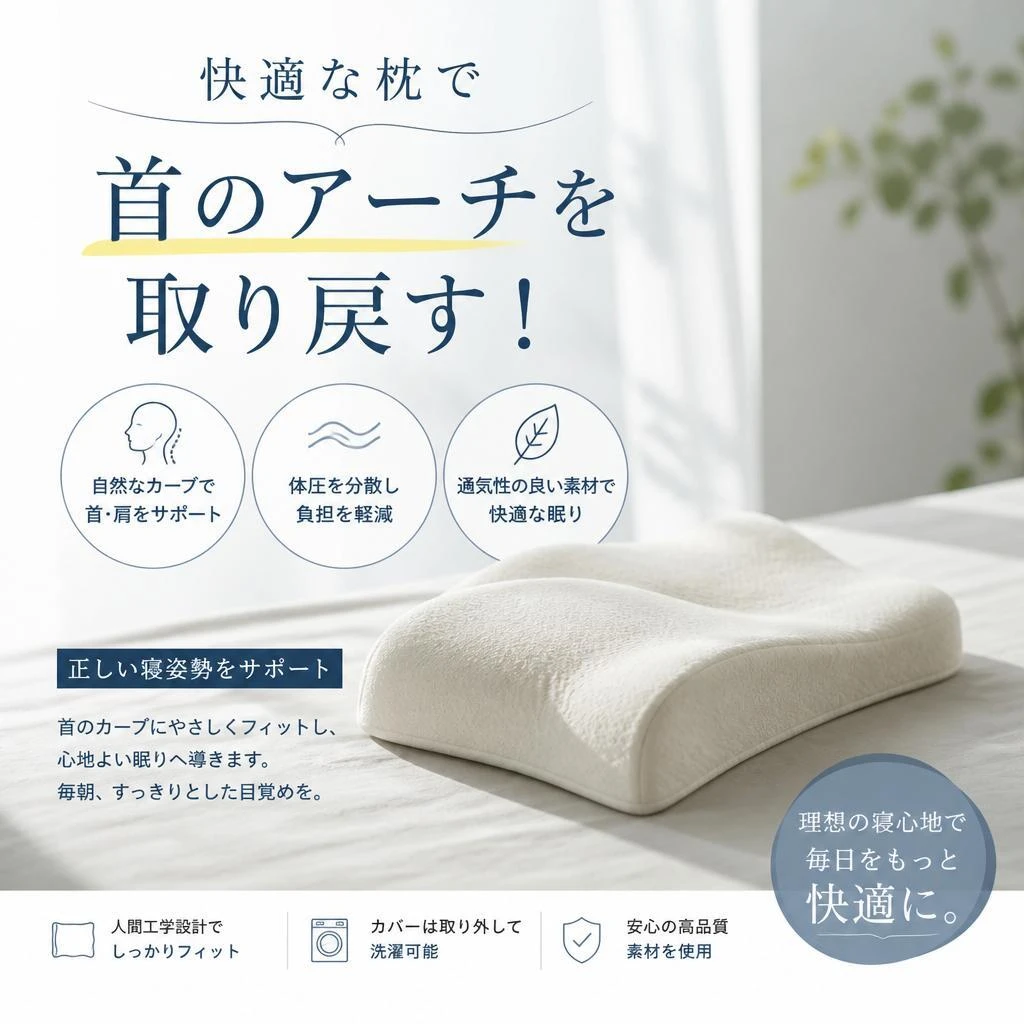 快適な枕で首のアーチを取り戻す！