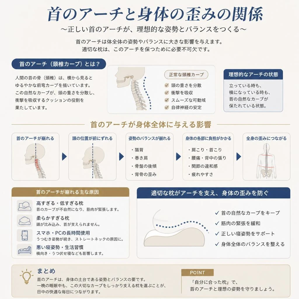 首のアーチと体の歪み